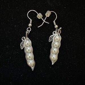 Silver & Pearl Peapod Dangle Earrings